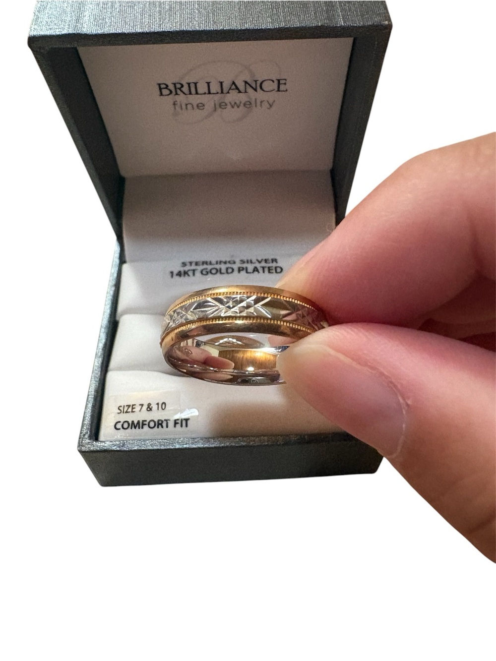 NEW Brilliance 14KT Gold-Plated Sterling Silver Women & Men's Wedding Rings Set - Picture 3 of 11